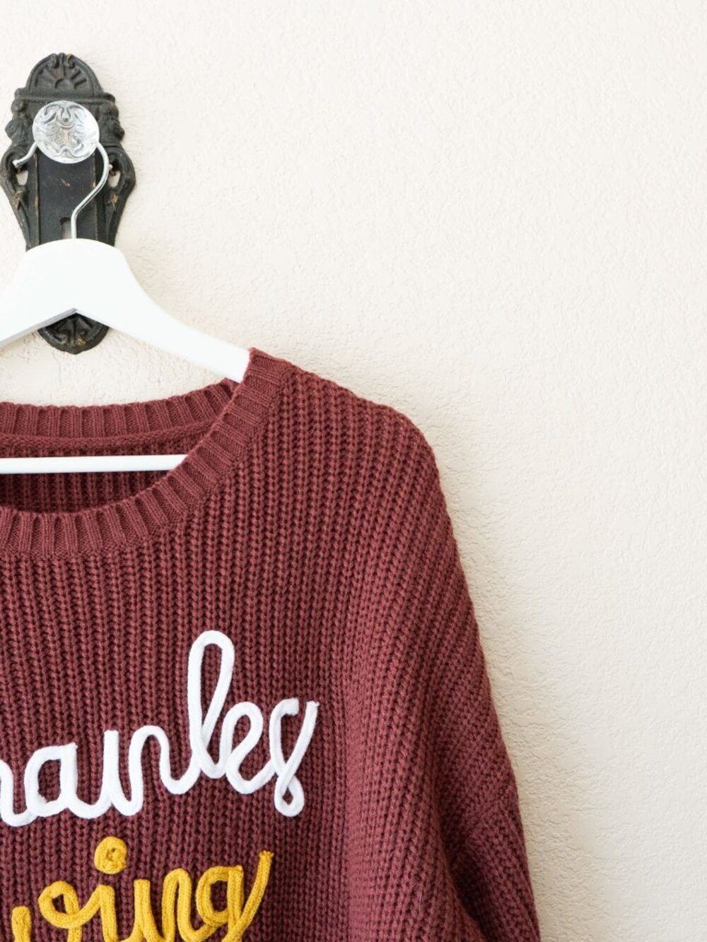 Trends Boutique On Main Sweater Womens L Brown Thanksgiving Embroidered Knit - Picture 6 of 14